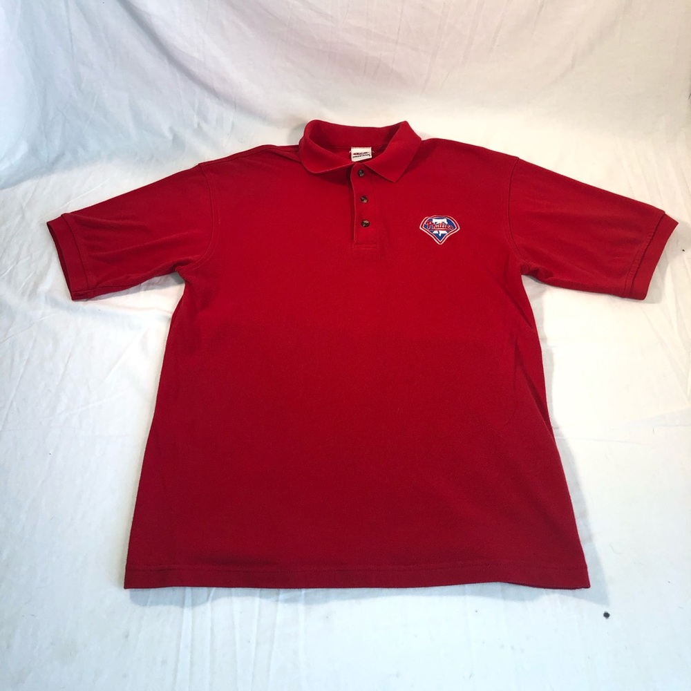 Men’s True Fan Philadelphia Phillies Logo Short Sleeve Polo Shirt Size Medium